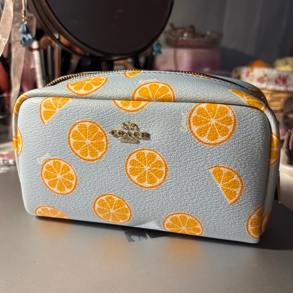 Coach Citrus Patterned Makeup Bag Accessory Pouch - image 1